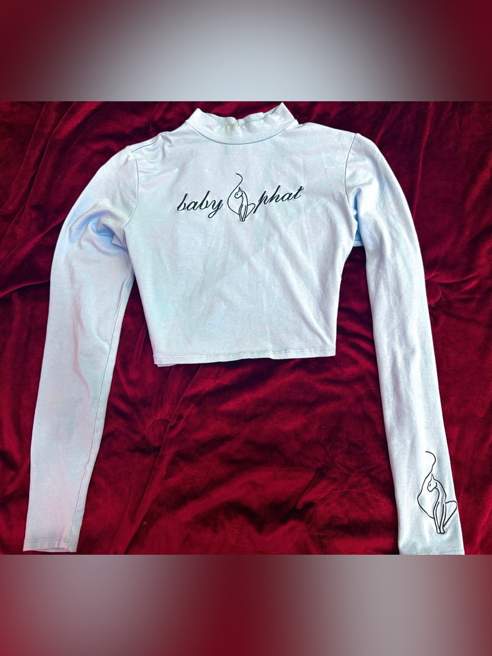 Baby Phat Baby Blue Long-Sleeve Mock Neck Cropped Tee
